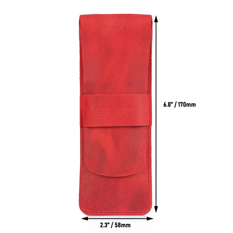 Londo Genuine Leather Pen and Pencil Case with Tuck in Flap, Stationery Bag - Image 3